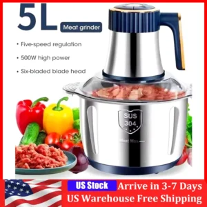 5L Electric Stainless Steel Food Processor